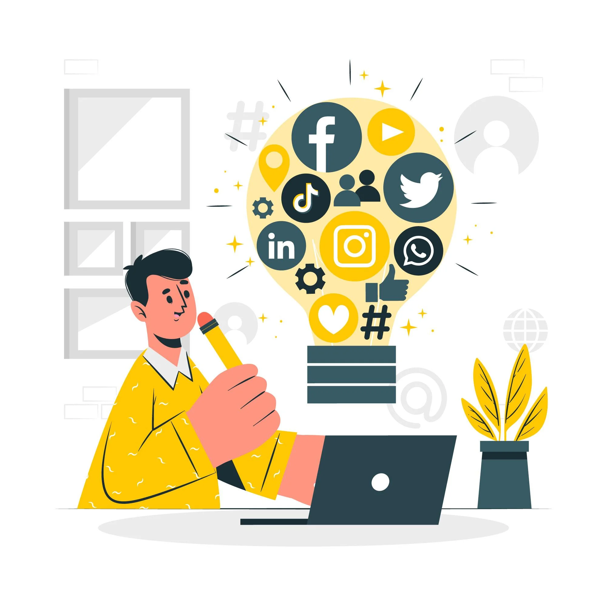 Social media icons floating